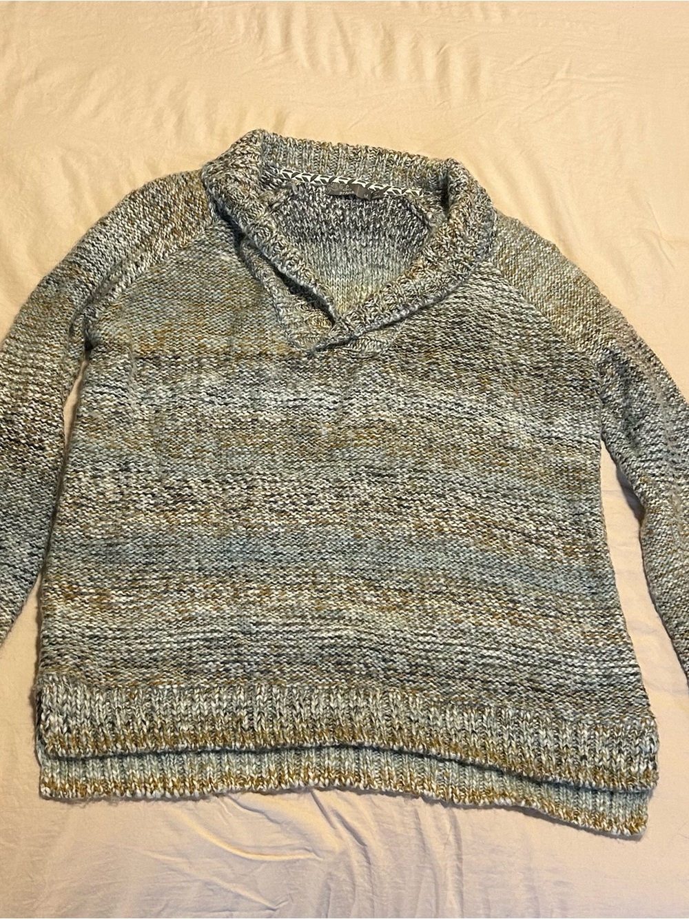 prAna Women’s Medium Marled Knit Sweater Wool Blend Cowl Neck Fall Fashion Cozy